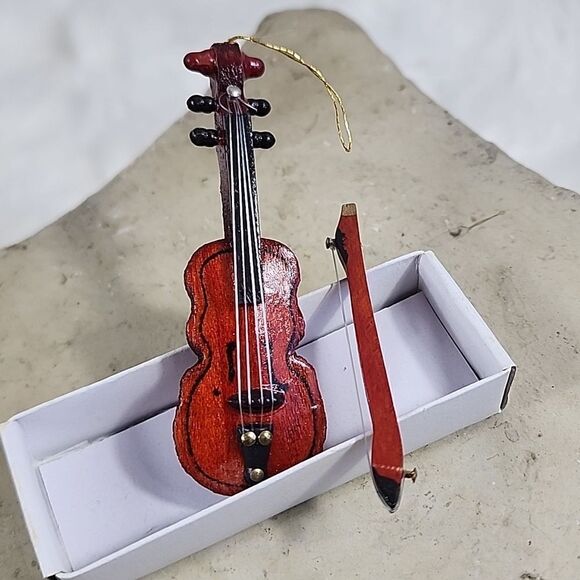 Violin and Box Boxed Ornament Set - Picture 2 of 6